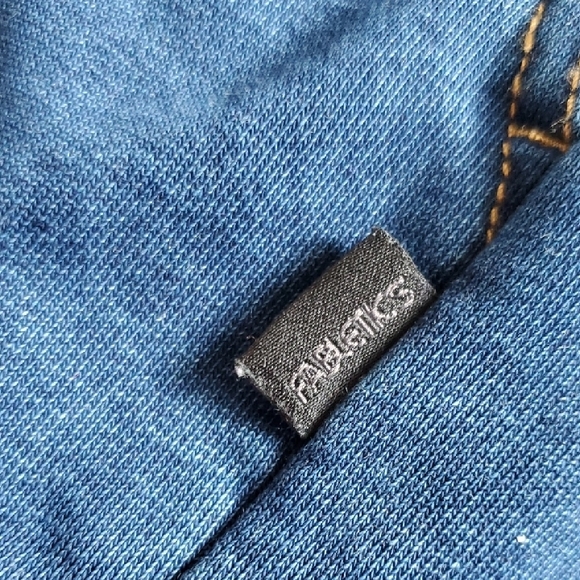 Fabletics Soft Denim Blue Indigo Zip Up High Neck Romper Terry Short Onesie - Picture 7 of 7